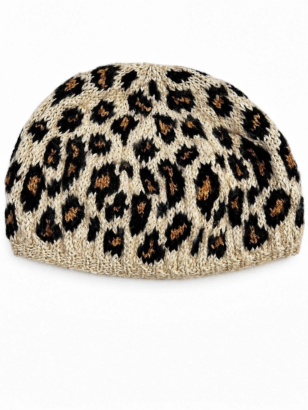 Eugenia Kim Leopard Mohair Metallic Beanie Glam Y2K Winter Hat